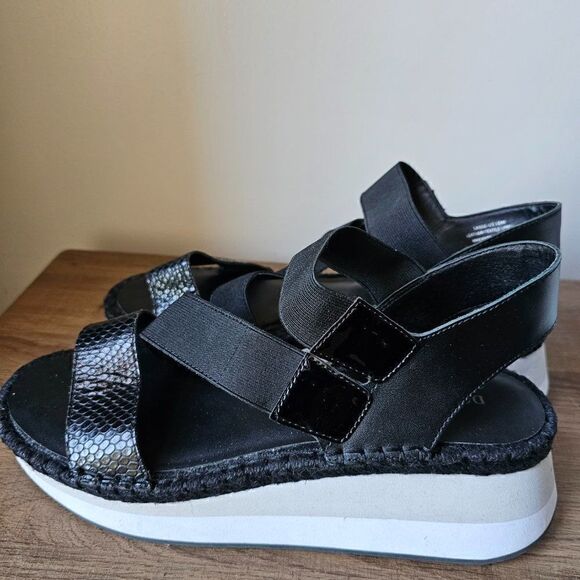 EUC DONAL J PLINER LEATHER/FABRIC UPPERS ELASTIC SANDALS SIZE 10 - Picture 4 of 16